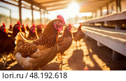 feathers beautiful chicken farm ai generated. Стоковое AI-изображение, AI-художник Vectorwin / Фотобанк Лори
