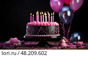 cles pink and black happy birthday ai generated. Стоковое AI-изображение, AI-художник Vectorwin / Фотобанк Лори