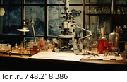 flask laboratory equipment ai generated. Стоковое AI-изображение, AI-художник Vectorwin / Фотобанк Лори