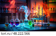 flask lab equipments ai generated. Стоковое AI-изображение, AI-художник Vectorwin / Фотобанк Лори