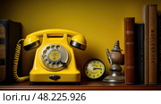 shelf vintage yellow ai generated. Стоковое AI-изображение, AI-художник Vectorwin / Фотобанк Лори