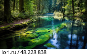 bloom blue green algae ai generated. Стоковое AI-изображение, AI-художник Vectorwin / Фотобанк Лори
