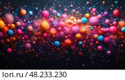 A vibrant composition filled with colorful spheres of various sizes, creating a cosmic ambiance that sparks creativity and wonder in viewers. Стоковое AI-изображение, AI-художник Данила Большаков / Фотобанк Лори
