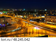 Ночной город Тюмень. Улица Пермякова (2018 год). Стоковое фото, фотограф Александр Тараканов / Фотобанк Лори