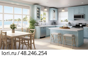 blue updated kitchen ai generated. Стоковое AI-изображение, AI-художник Vectorwin / Фотобанк Лори
