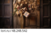 unwieldy door with package ai generated. Стоковое AI-изображение, AI-художник Vectorwin / Фотобанк Лори