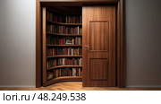 bookshelf hidden door ai generated. Стоковое AI-изображение, AI-художник Vectorwin / Фотобанк Лори