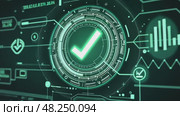 Green check mark is displayed on a computer screen. Стоковое AI-видео, аниматор Sergey Grishin / Фотобанк Лори