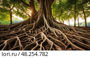 growth rooted tree ai generated. Стоковое AI-изображение, AI-художник Vectorwin / Фотобанк Лори