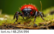 wasp red velvet ant ai generated. Стоковое AI-изображение, AI-художник Vectorwin / Фотобанк Лори