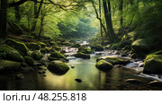 flowing water sound ai generated. Стоковое AI-изображение, AI-художник Vectorwin / Фотобанк Лори