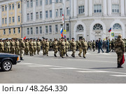 Парад на площади Минина и Пожарского в Нижнем Новгороде, посвященный 80-й годовщине победы в Великой Отечественной войне. Редакционное фото, фотограф Константин Григорьев / Фотобанк Лори
