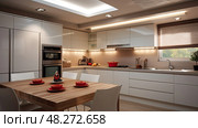 fixtures recessed lighting kitchen ai generated. Стоковое AI-изображение, AI-художник Vectorwin / Фотобанк Лори