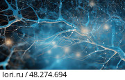 intelligence blue brain ai generated. Стоковое AI-изображение, AI-художник Vectorwin / Фотобанк Лори