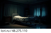 room empty bed medical dark ai generated. Стоковое AI-изображение, AI-художник Vectorwin / Фотобанк Лори
