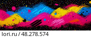A vibrant abstract of energetic brush strokes with colorful polka dots for print, card, poster. Стоковое AI-изображение, AI-художник Данила Большаков / Фотобанк Лори