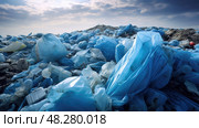 waste blue plastic bag ai generated. Стоковое AI-изображение, AI-художник Vectorwin / Фотобанк Лори