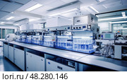 throughput automation laboratory equipment ai generated. Стоковое AI-изображение, AI-художник Vectorwin / Фотобанк Лори