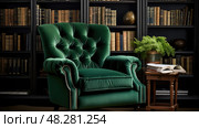 tufted chair interior design ai generated. Стоковое AI-изображение, AI-художник Vectorwin / Фотобанк Лори