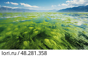 green algae bloom ai generated. Стоковое AI-изображение, AI-художник Vectorwin / Фотобанк Лори