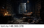 claustrophobic dark scary room. Стоковое AI-изображение, AI-художник Vectorwin / Фотобанк Лори