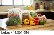 washable produce bag. Стоковое AI-изображение, AI-художник Vectorwin / Фотобанк Лори
