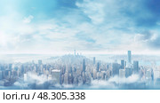 scrapers blue sky overlay. Стоковое AI-изображение, AI-художник Vectorwin / Фотобанк Лори