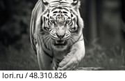 stride black and white tiger ai generated. Стоковое AI-изображение, AI-художник Vectorwin / Фотобанк Лори