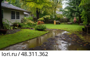runoff water in yard ai generated. Стоковое AI-изображение, AI-художник Vectorwin / Фотобанк Лори