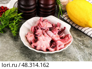 Marinated baby octopus snack appetizer. Стоковое фото, фотограф Андрей Старостин / Фотобанк Лори