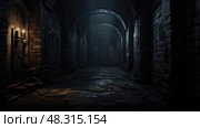 passageway dungeon wall ai generated. Стоковое AI-изображение, AI-художник Vectorwin / Фотобанк Лори