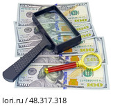 Банкноты американских долларов. Background of the one hundred dollar banknotes. Стоковое фото, фотограф Татьяна Д / Фотобанк Лори