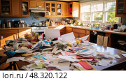 disarray kitchen mess ai generated. Стоковое AI-изображение, AI-художник Vectorwin / Фотобанк Лори