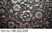 floral etched metal ai generated. Стоковое AI-изображение, AI-художник Vectorwin / Фотобанк Лори
