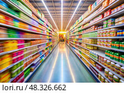 A Symphony of Sustenance: Vibrant Chaos in the Aisle. Generative AI. Стоковое AI-изображение, AI-художник Roman Zavorotny / Фотобанк Лори