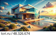 Coastal Haven. Generative AI. Стоковое AI-изображение, AI-художник Roman Zavorotny / Фотобанк Лори