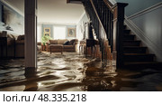 pipe water damage to home ai generated. Стоковое AI-изображение, AI-художник Vectorwin / Фотобанк Лори