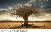 colony bat tree ai generated. Стоковое AI-изображение, AI-художник Vectorwin / Фотобанк Лори