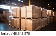 rrngement boxes on a pallet ai generated. Стоковое AI-изображение, AI-художник Vectorwin / Фотобанк Лори