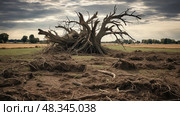 devastation uprooted trees ai generated. Стоковое AI-изображение, AI-художник Vectorwin / Фотобанк Лори