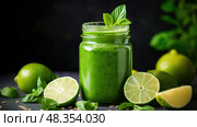 wellness green health drink ai generated. Стоковое AI-изображение, AI-художник Vectorwin / Фотобанк Лори