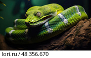 yellow emerald tree boa ai generated. Стоковое AI-изображение, AI-художник Vectorwin / Фотобанк Лори