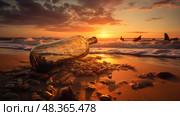 desperte sos message in a bottle ai generated. Стоковое AI-изображение, AI-художник Vectorwin / Фотобанк Лори