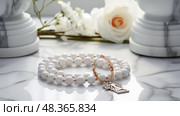 reflecti rosary on white ai generated. Стоковое AI-изображение, AI-художник Vectorwin / Фотобанк Лори