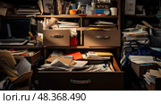 chaos messy office ai generated. Стоковое AI-изображение, AI-художник Vectorwin / Фотобанк Лори