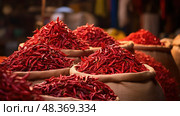 bazaar red chilis ai generated. Стоковое AI-изображение, AI-художник Vectorwin / Фотобанк Лори