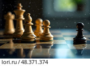 Шахматы на шахматной доске. игра, расставлены фигуры. Стоковое AI-изображение, AI-художник Котова / Фотобанк Лори