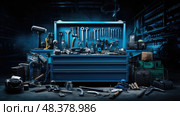 equipment blue toolbox ai generated. Стоковое AI-изображение, AI-художник Vectorwin / Фотобанк Лори