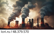 flames coal-fired power plant ai generated. Стоковое AI-изображение, AI-художник Vectorwin / Фотобанк Лори
