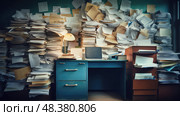 chaos pile office ai generated. Стоковое AI-изображение, AI-художник Vectorwin / Фотобанк Лори